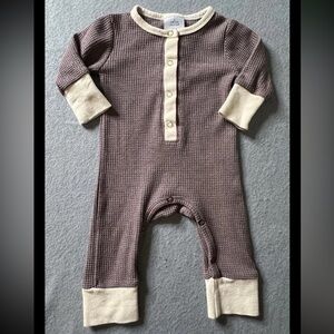 Orcas Lucille 1 Piece Unisex Boy Girl 3-6 Months Purplish Brown Waffle Knit
